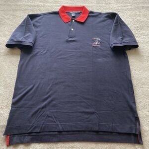 Mens Vintage Nautica Polo Shirt Y2K‎ Made In USA Blue Logo Embroidered